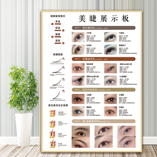 新款睫毛嫁接展示图片海报美睫款式广告装饰画美容院纹绣墙贴挂画