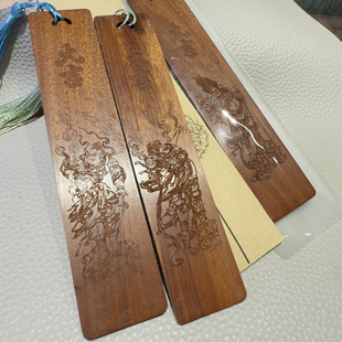 文创礼品实木书签中国传统文化临摹永乐宫壁画，雕刻书签送礼佳品