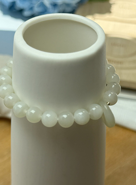 保天然和田玉晴水手串女原创和田玉手串女士高档手串手串女公主扣