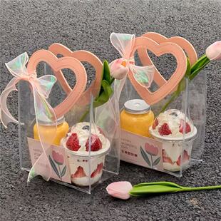 38女神节伴手礼蛋糕爱心手提袋三八妇女节郁金香花束礼品袋包装袋