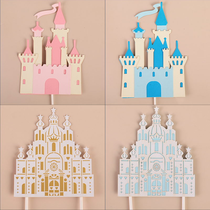 城堡插牌浪漫生日摆件甜品台布置