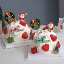 2025圣诞节草莓蛋糕装 饰软胶举牌圣诞老人摆件圣诞树铃铛草圈插件