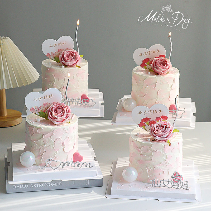 母亲节蛋糕装饰爱心卡片水钻插件