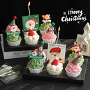 2025圣诞节纸杯蛋糕装 饰摆件网红软胶圣诞老人圣诞快乐卡片插牌