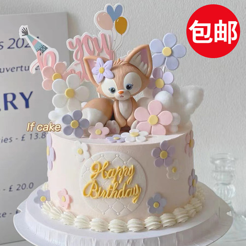 玲娜贝尔女孩生日蛋糕装饰摆件