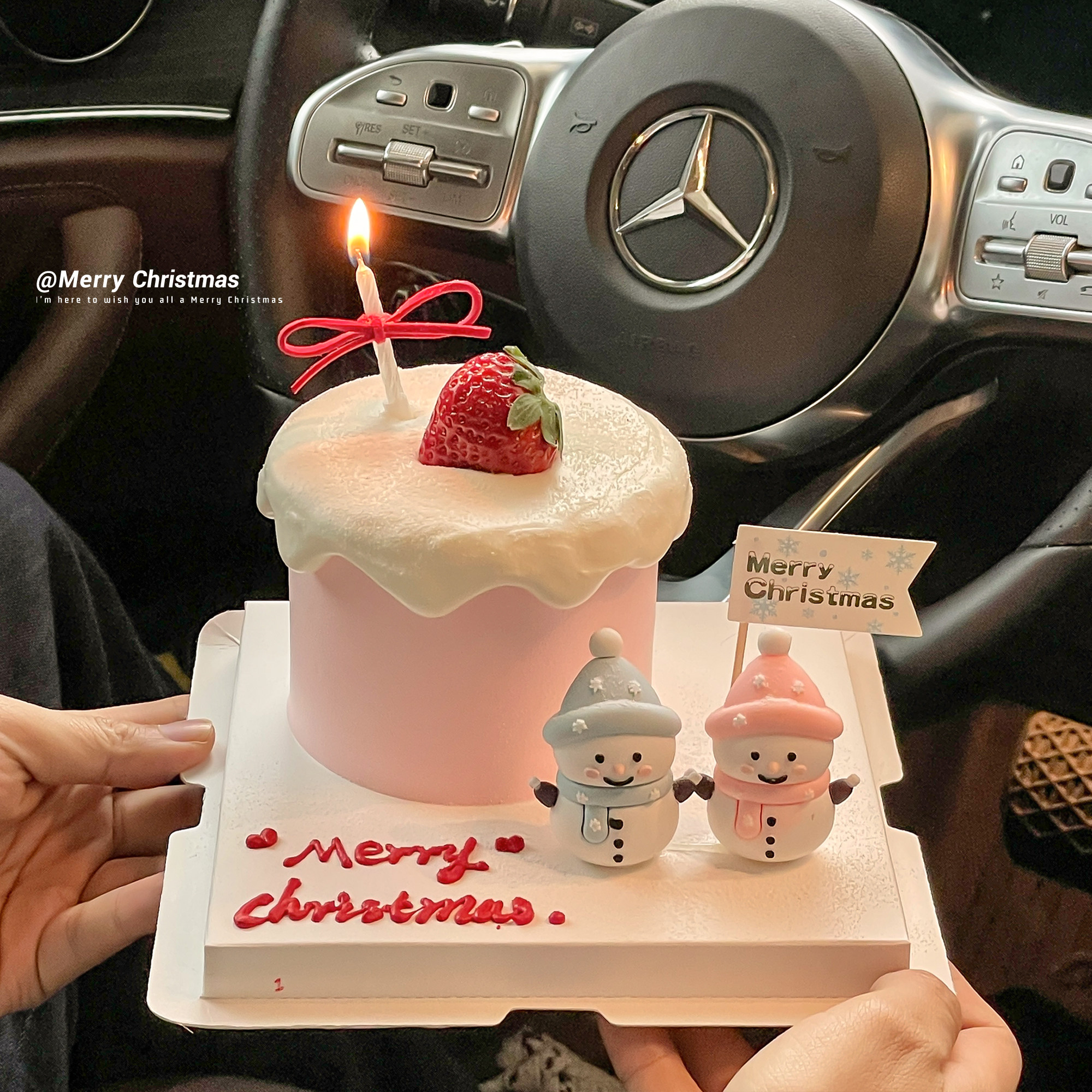 2025网红圣诞节可爱小雪人蛋糕装饰摆件情侣节日派对烘焙装扮插件