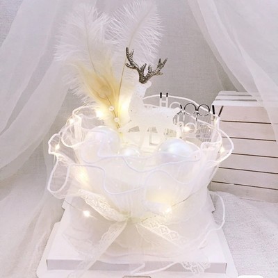 水晶ins女神网纱皇冠蛋糕装饰