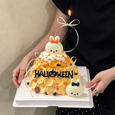 2026万圣节许愿树蛋糕装饰蝴蝶结米菲兔摆件Halloween亚克力插件