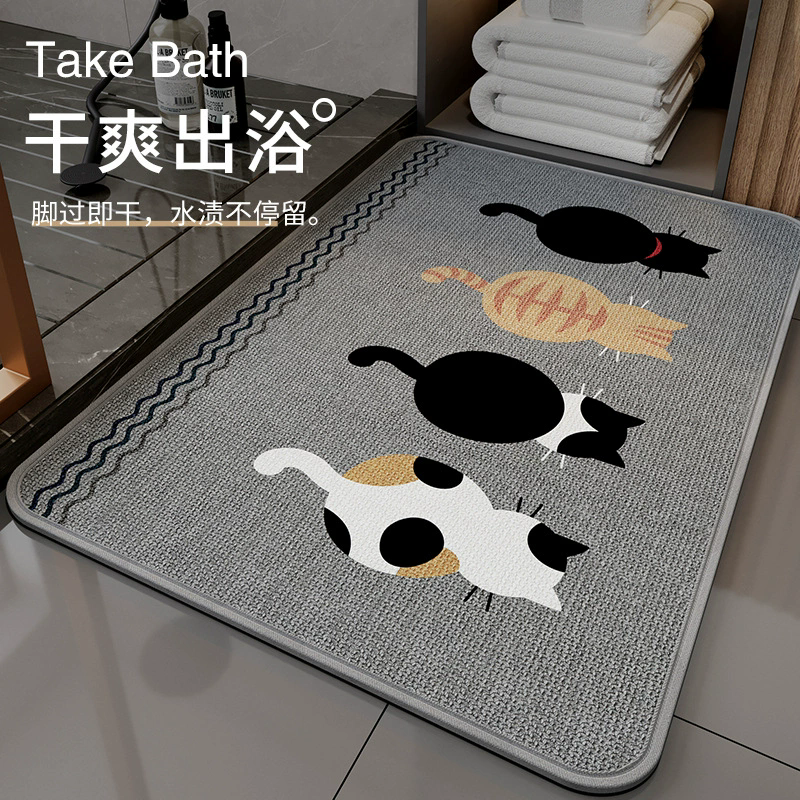 卫生间吸水地垫浴室防滑亚麻耐脏吸水垫免洗门垫厕所门口脚垫速干