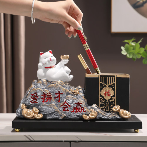新中式招财猫福字树脂桌面摆件