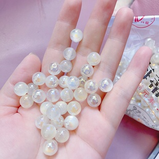 海蒂珠饰卡10mm亮点猫眼系列直孔圆珠手工DIY配饰配件散珠