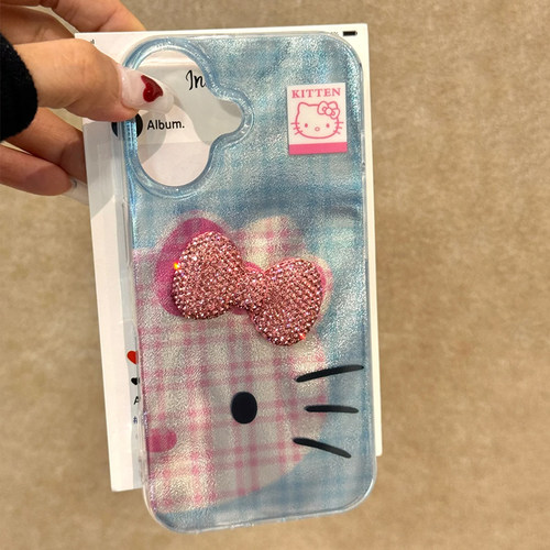 哈喽KT猫立体粉色蝴蝶结手机壳