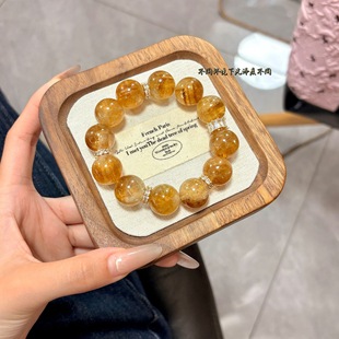 天然黄塔晶手链女款 饰品礼物送女友生日礼物 单圈简约风格