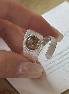 天然发晶S925银戒指女款时尚个性简约百搭小众设计感韩系指环