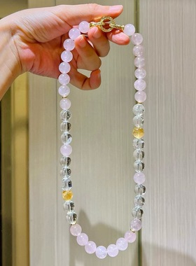10mm天然水晶项链女款白水晶黄水晶粉晶多宝项链送女友闺蜜礼物