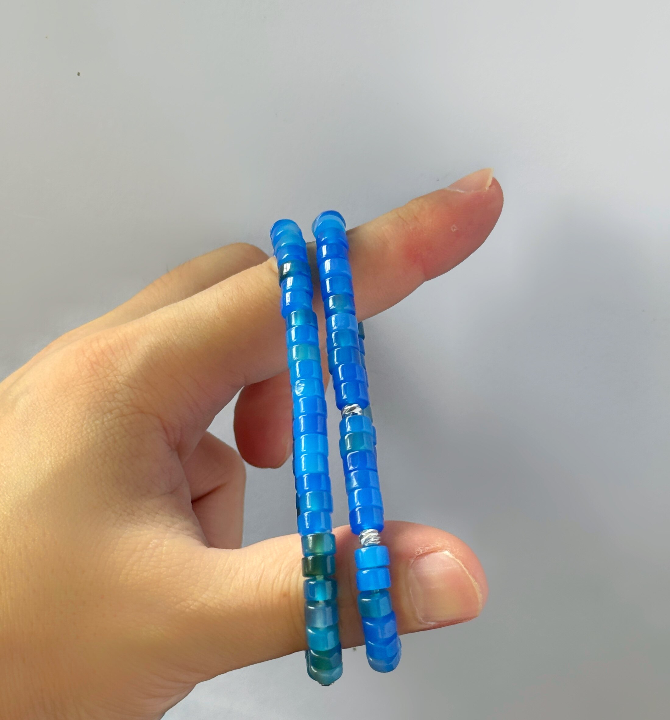 天然蓝玛瑙直切手串单圈时尚百搭饰品