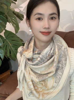 热带雨林大牌范高档真丝绵羊毛135*135大正方形围巾丝巾