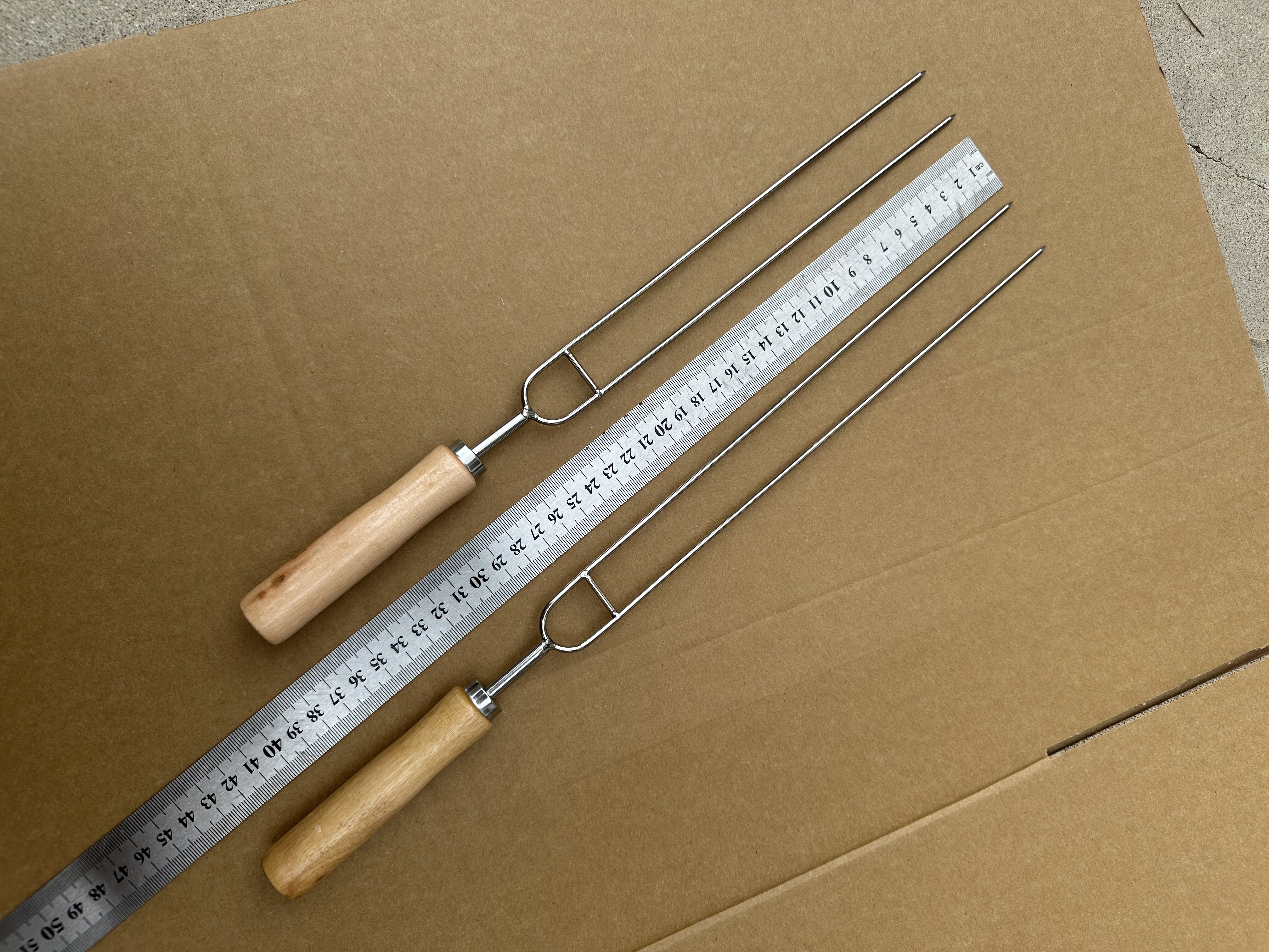 烧烤签子不锈钢U型烤针鸡翅叉子羊肉串铁签木柄烤针家用配件工具
