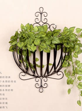 欧式铁艺装饰墙壁花盆架