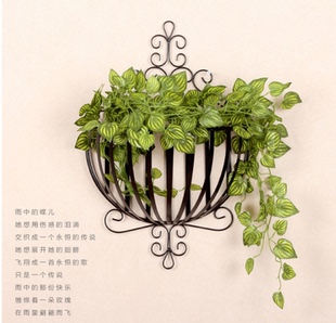 包邮欧式铁艺花架壁挂花架半圆装饰墙壁花篮挂篮阳台花架花盆架