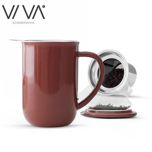 丹麦VIVA极简系列平衡带把陶瓷茶杯泡茶杯带不锈钢滤网茶杯550ml