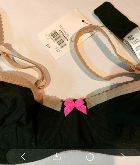 Topshop女子黑色文胸英国正品代购2026春软钢圈无胸垫薄款胸衣