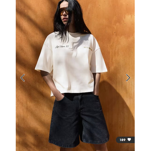 Bershka女子白色印花全棉短袖T恤英国正品代购2026夏运动休闲上衣
