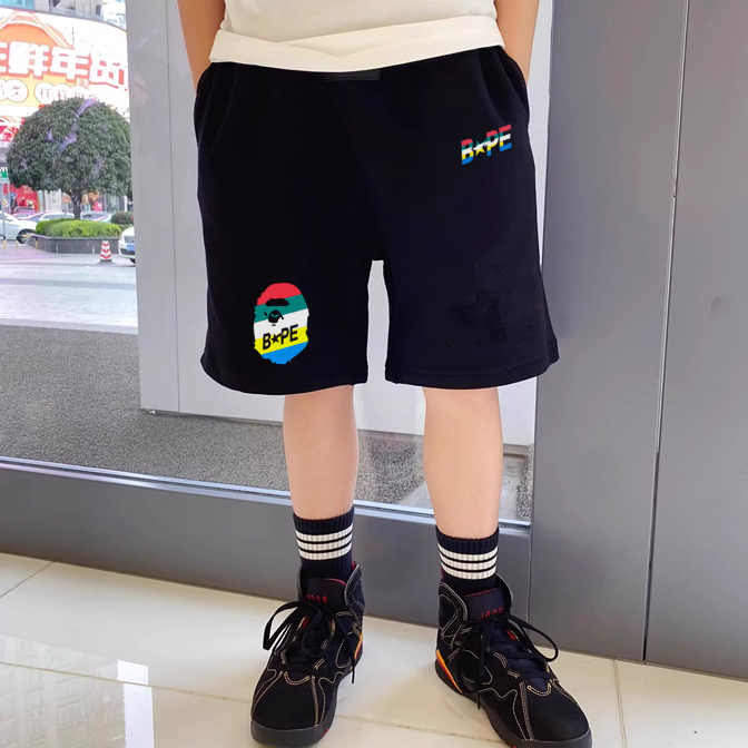 日系潮牌猿人儿童休闲中裤夏季薄款男童运动裤女童短裤宝宝五分裤