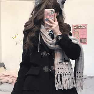 冈崎矢野/本治高等原创jk制服学院中长款牛角扣大衣保暖秋冬外套