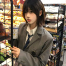 本治高等原创 绀灰色三粒扣西服学院风jk制服百搭收腰外套 冶本中