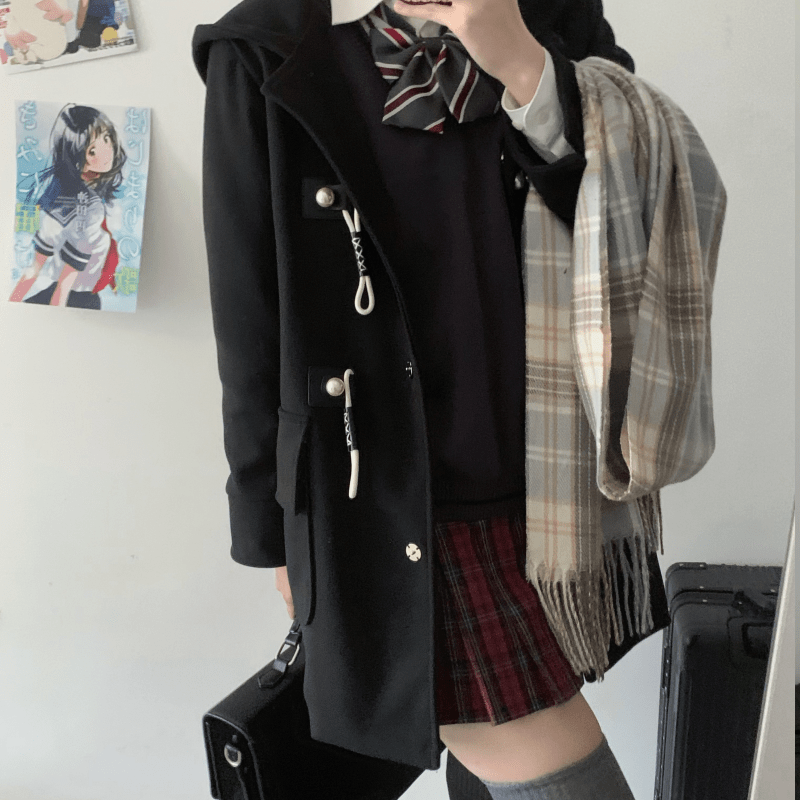 凛冬千穗/本治高等原创JK制服 学院风中长款大衣毛呢加厚秋冬外套
