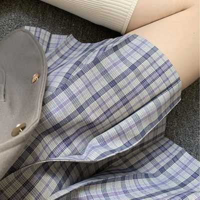 本治高等怯怯灰紫色jk格裙TR