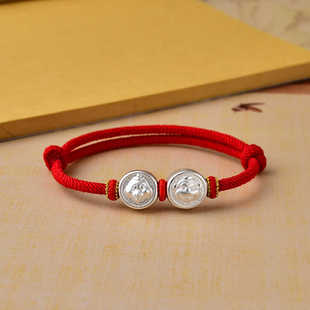 999足银蛇本命年猴马猪六合三合生肖手链男女随身平安红绳可调节