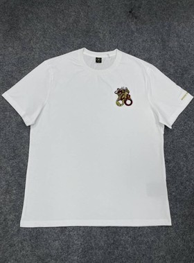 外贸原单男士龙年限定万针刺绣纯棉高支纱黑色白色剪刀新款