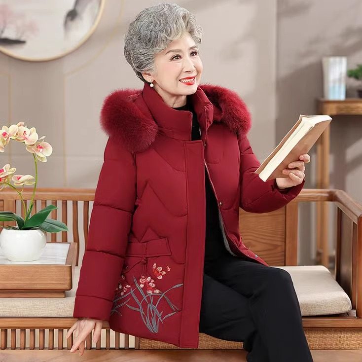 奶奶装冬装羽绒棉衣老年人棉袄女老太太衣服老人妈妈冬季加绒外套