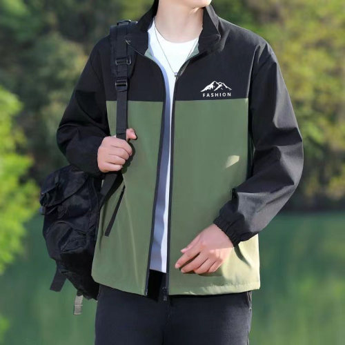 春秋薄款夹克男青年立领宽松外套