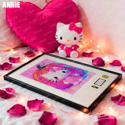 2025爆款【多巴胺系列】粉色少女心Kitty安尼画廊HelloKitty挂画