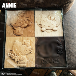 hellokitty木雕版画家具摆件浮雕贵重礼物收藏品生日礼物闺蜜礼物