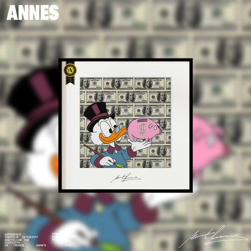 ins风“钱钱钱”系列唐老鸭寓意好安尼画廊客厅沙发卧室装饰画