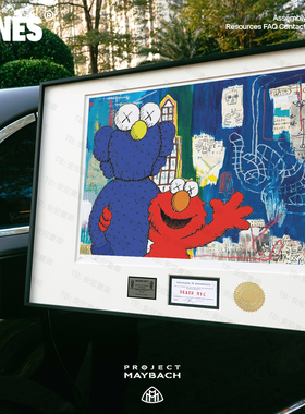 芝麻街太阳花版画 kaws装饰画村上隆版画