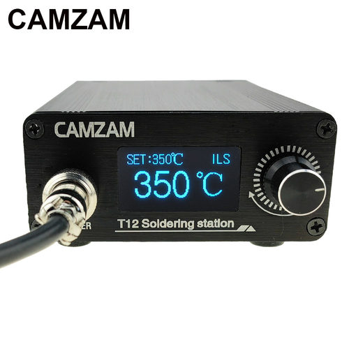 CAMZAM DIY T12智能无铅恒温焊台俄语英文版烙铁头自动休眠OLED