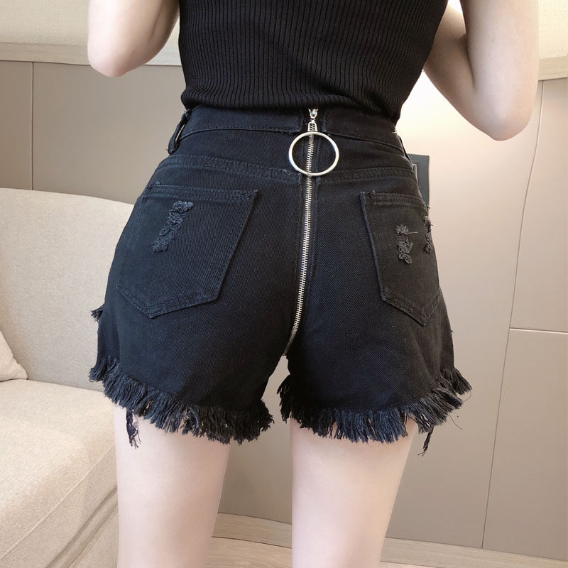 开裆牛仔裤女定做不能退货户外后拉链夏拉锁女裤中间拉链裤开裆裤