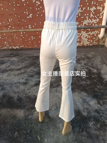 开档西裤女长裤隐形拉链开档白色腰围62-78cm裤长86cm