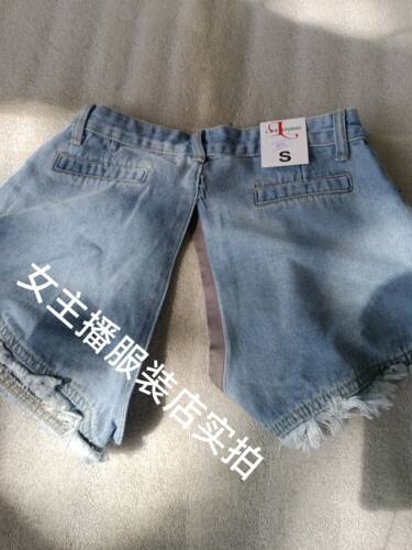 开档牛仔短裤女三个隐形拉链定做不能退款秒脱短裤腰围60-65cm