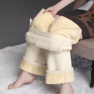 子中间拉链女62 秋冬裤 80cm 子阔腿裤 开档隐形拉链羊羔绒裤