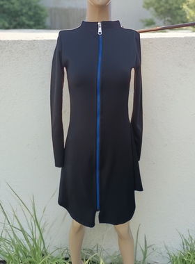 全拉链连衣裙黑色S码胸围72-90cm腰围62-80裙长88前面拉链连衣裙