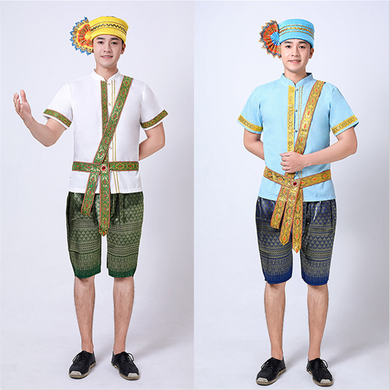 傣族成人男装套装 泰式风格主题摄傣族泼水节服装民族节日盛装