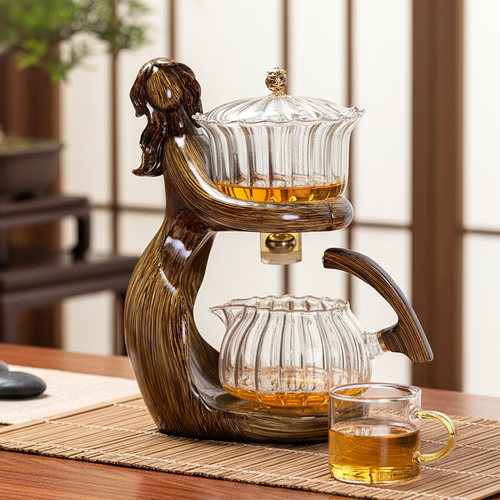 仕女自动茶具磁吸防烫懒人泡茶壶