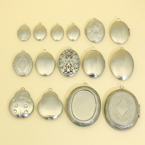 相盒可打开放照片不锈钢新星饰品