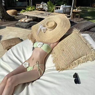 泳衣女比基尼性感辣妹分体纯欲风绑带罩衫 三件套聚拢度假温泉沙滩